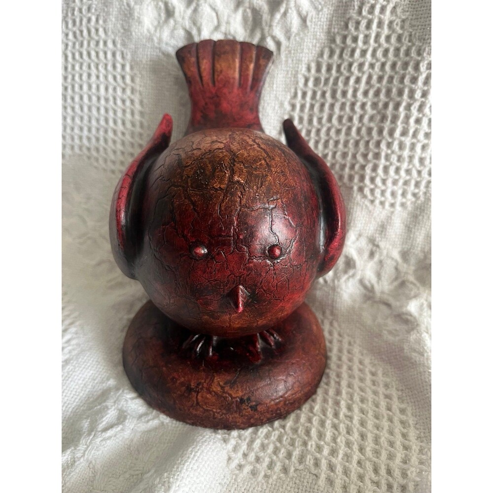 Red Folk Art Crackle Bird